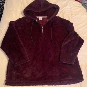Burgundy Faux Fur Victoria’s Secret PINK Pullover
